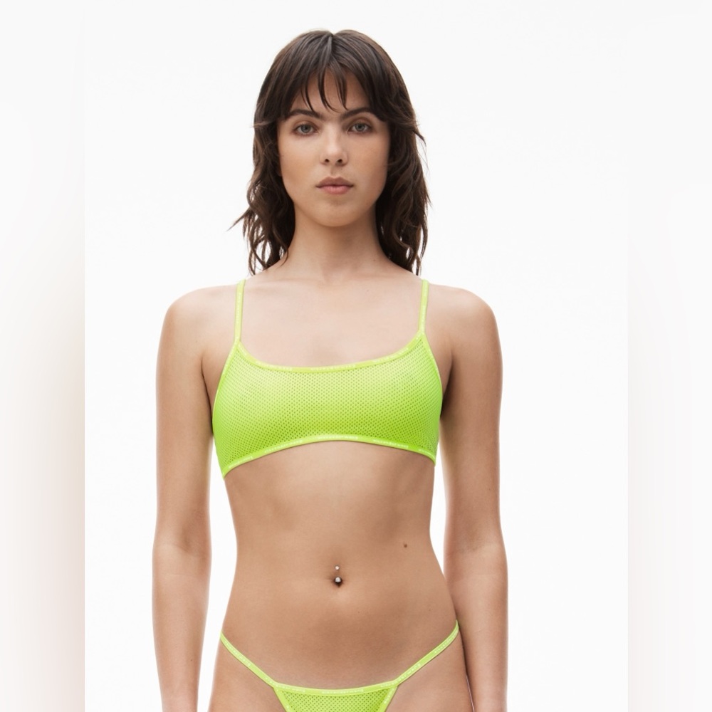 NWT ALEXANDER WANG LOGO-TRIM MESH BRA SMALL
